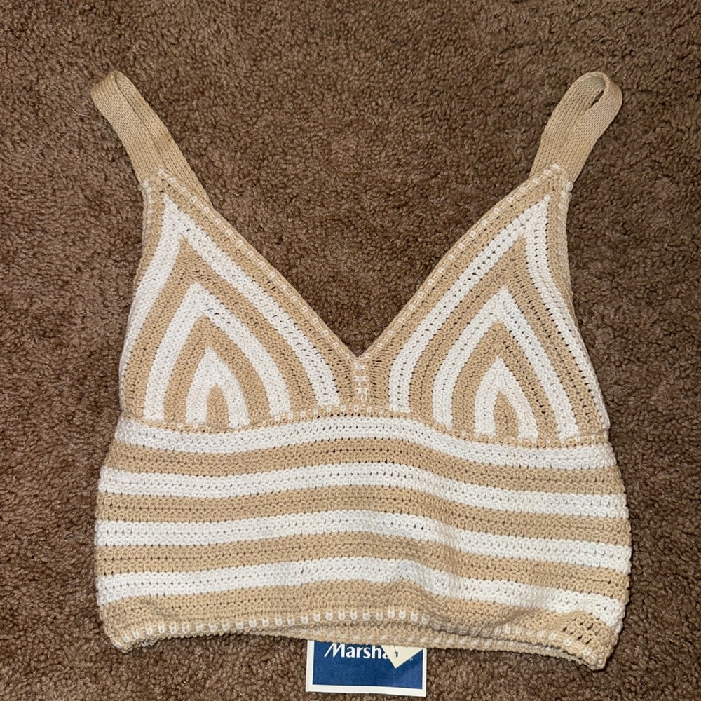Willow Crochet Bralette in Tan and Cream